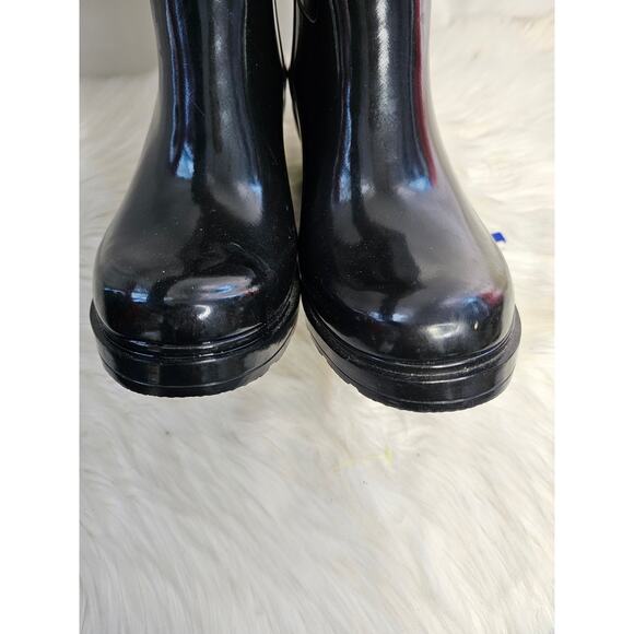 Hunter Original Refined Mid Wedge Boot in Black Black Size 9 - Picture 5 of 7